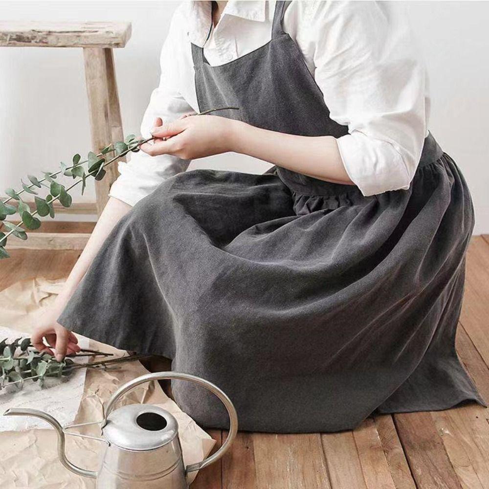 Korean style Florist Apron Nordic Kitchen Apron Simple Linen Aprons