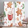 2pcs,2D Plane Printing Window Curtain Christmas Cookies Hot Chocolate Candy (2) Durable 100% Polyester Fabric (without Rod)