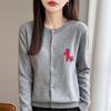 Andy Women's Cozy Cashmere Sweater Coat - Round Neck, Long Sleeve, New Year Horse Design, Age-Reducing Cardigan.