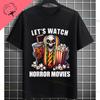 Retro Lets Watch Horror Movies Design Halloween Movie Lovers Graphic Tshirt Short Sleeve 100cotton Originality Casual Tshirt