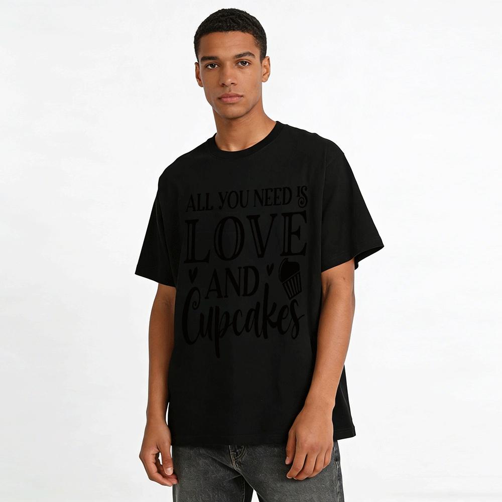 All You Need Is Love And Cupcakes Graphic Casual Tee Pure cotton T-shirt