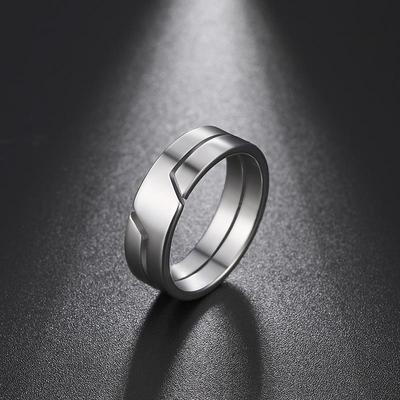 Polished Titanium Steel Couple Rings - European & American Fashion