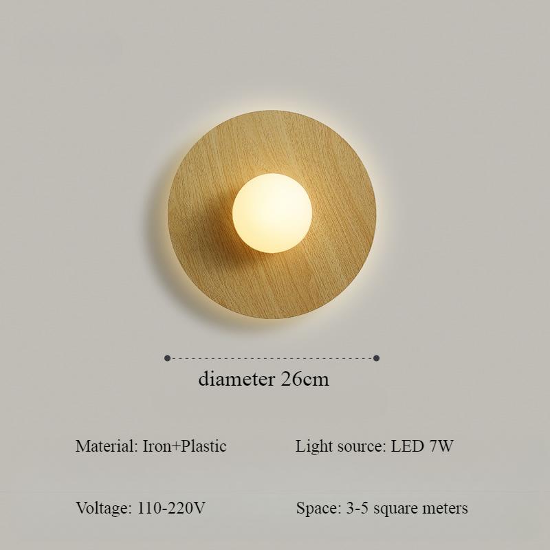 Nordic Wall Lamp Bedroom Bedside Lamp Modern and Simple Creative LED Wood Entrance Hallway Living Room Sofa Wall Lamp Atmosphere