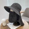 Sun Protection Bucket Hat Neck Protector One-Piece Fishing Hiking Hat Outdoor Breathable Bucket Hat Windproof Large-Brimme