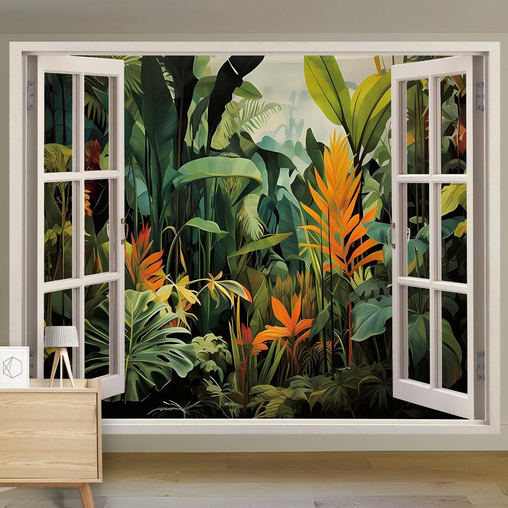 Scenic Landscape Hanging Cloth Natural Woods Beach Simulation Window Decoration Room Background Cloth Wall Painting Cloth