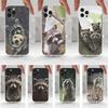 Cute R-Raccoon Case For iPhone 15,11,12,13,16,14,17,Pro,Max,Plus,SE,Mini,X,XS,XR, Transparent Soft Silicone