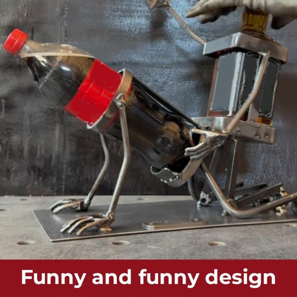 Retro Metal Red Wine Rack Beer Whisky Wine Bottle Display Rack Stand Skull Metal Wine Rack for Home Kitchen Bar Table Decoration