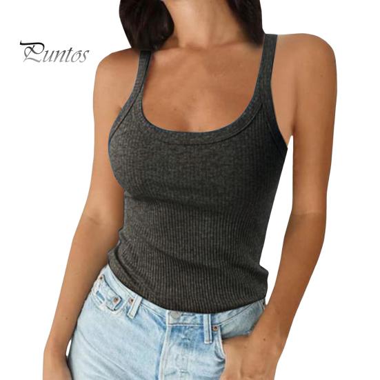 

Жіноча безрукавка без рукавів з круглим вирізом і трикотажним камзолом у рубчик M темно-сірий