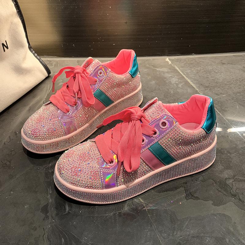 

Breathable Platform Sneakers Designer Casual Shoes Luxury rhinestone Fashion Women s Flat Vulcanized Shoes de mujer 38