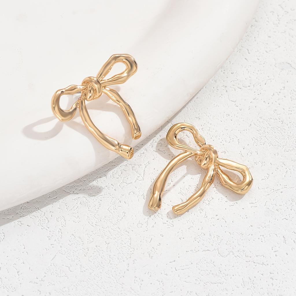 Bowknot Drop Earrings - Elegant Boho Style Dangle Bow Ribbon Earrings with Stainless Steel Post for Women, Fashionable