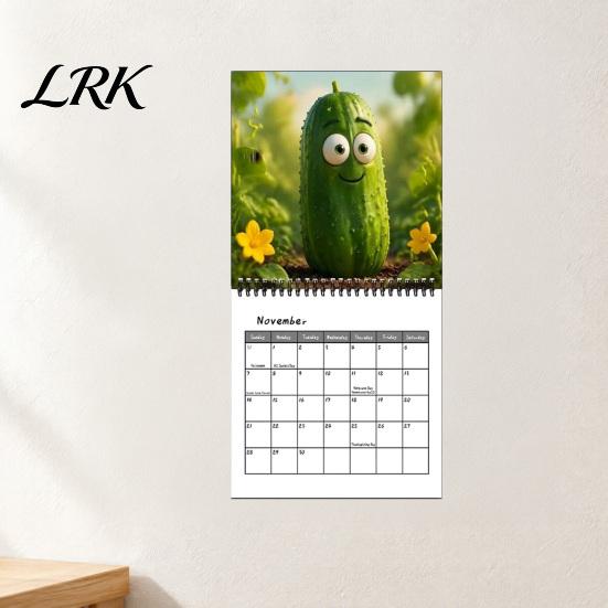 Unique Gift for Friends Pickle Wall Calendar 2027, Funny Pickled Cucumber Illustrations 12 Daily Schedule Planner Month Planner, Spiral Bound Hanging