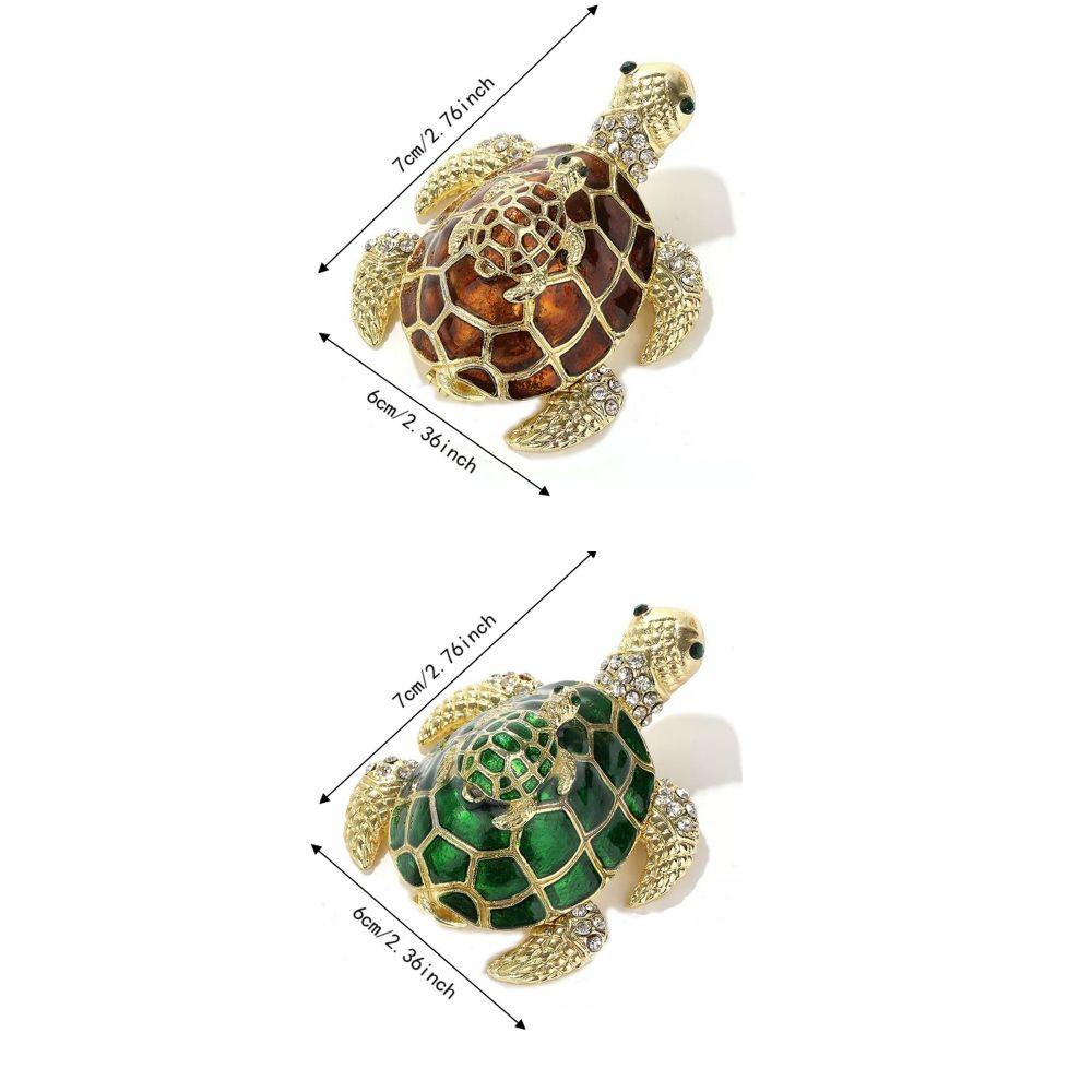 Enamel Craft Turtle Trinket Box Hinged Lid Turtle Hinged Jewelry Boxes For Earrings