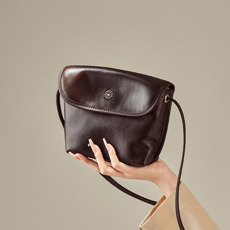 Simple Versatile Genuine Leather Women's Bag 2025 New Fashion Design Single Shoulder Bag Autumn Winter Retro High-end Crossbody Bag