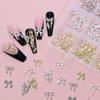 96/120Pcs 3D Gold Bow Butterfly Nail Metal Charms Shiny Bowtie/Diamond Star Diy Nail Decor Accessories Luxury Nail Art Supplies