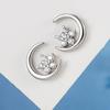 Fashion Female Earrings  Sterling SIlver Moon Star Shaped Earrings for Women Sparkling Zircon Earrings Wedding  Gift