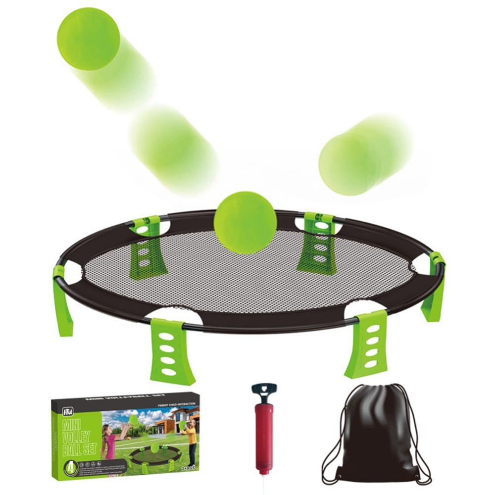 

Надувная игра в волейбол с 2 мячами и сумкой для переноски, многопользовательские волейбольные игрушки для пляжа, двора зелёный