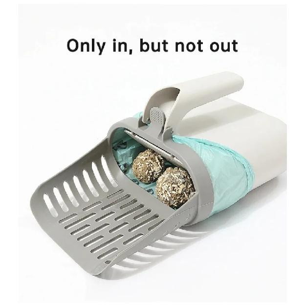 2 in 1 Detachable Shovel Sand Cats Toilet with Auto Baffle Set Kitten Cleaning Shovel Sand Litter Scoop Pickup Bag Cat Supplies