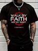 Jesus Walk By Faith Christian Graphic Tee Round Neck Short Sleeve Unisex Casual Top