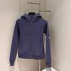 Autumn women's full zipper slim fit hooded fleece sweater casual outdoor slimming sports jacket