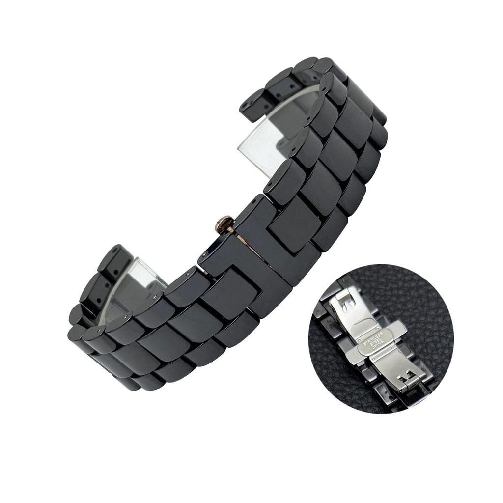 Cinturino per Orologio in Ceramica per Orologi da Uomo e da Donna, Compatibile con Chiusura a Farfalla a Doppia Pressione GC, 16-20mm