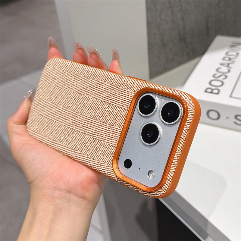 Original Frosted Solid Color Magnetic Shockproof Case For iPhone 15 16 17 Pro Max Woven FabricFor Magsafe Wireless ChargingCover