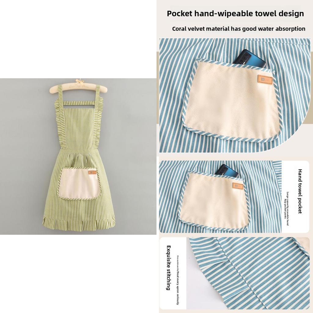 Modern Striped Cotton Linen Apron For Kitchen Home Use With Oil Stain Protection Special Characters Included