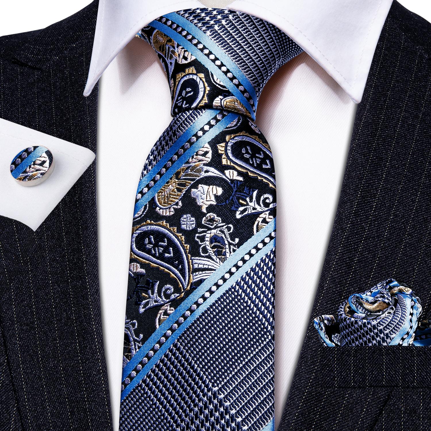 

Чоловічі аксесуари Hi-Tie Шовкова краватка Хустка Запонки Набір для весілля Однотонна краватка з квітами N-1641