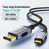 USB C To DP 2.1 Cable 8K@60Hz 4K@144Hz For Thunderbolt 4/3 Type C To DisplayPort 2.1 Cable for MacBook Huawei  Air Projector