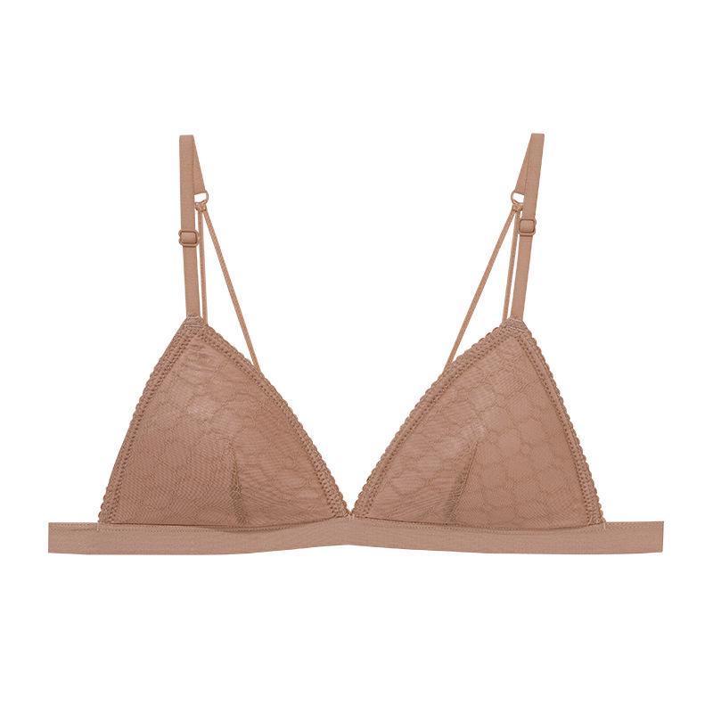 French Triangle Cup Lace Bra: Breathable, Wire-Free, Sexy Back Design for a Small Chest