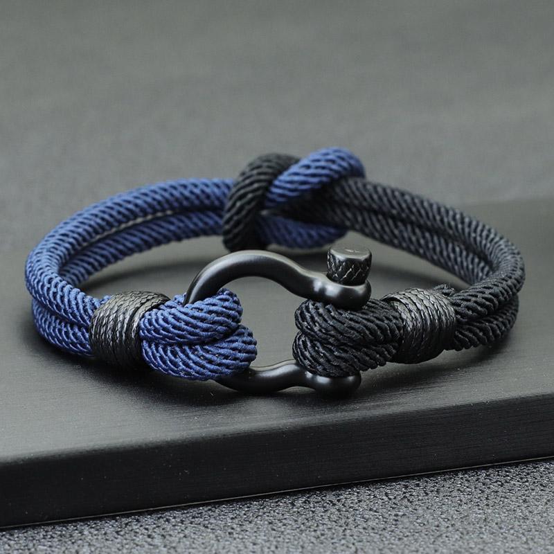 Concentric Knot Men Bracelet Blue Yellow Braclet Detachable Stainless Steel Horseshoe Clasp Ukrainian Flag Color Braslet Homme