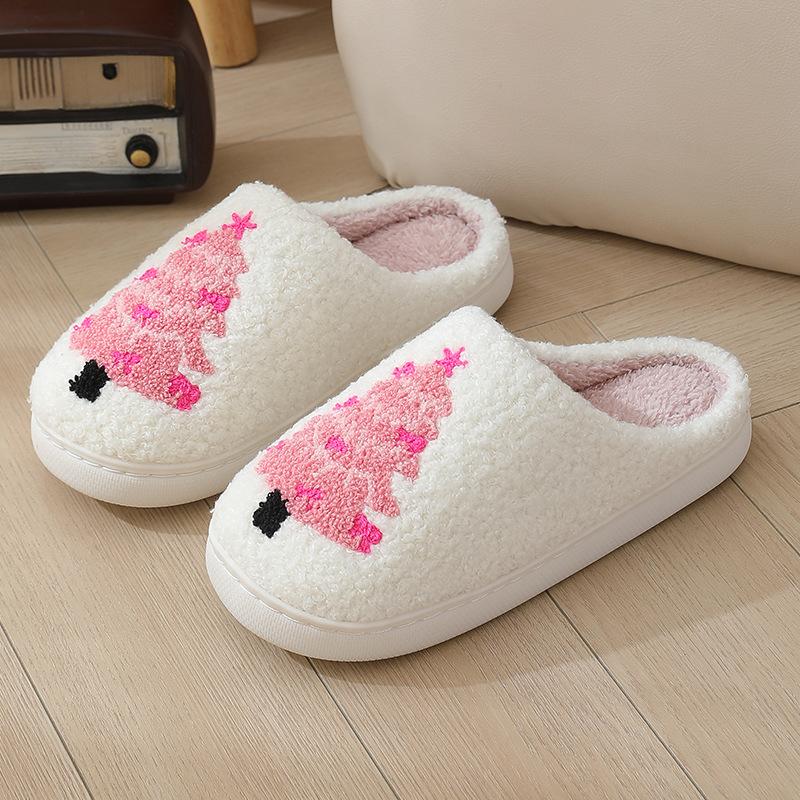 Fashion Christmas Fashion Women Slip on Platform House Slippers Casual Men Couples Printing Plus Size Shoes for Women Cotton Warm Shoes