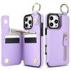 Zipper Wallet with Card Holder Ring Leather Phone Case for iPhone 16 15 14 11 Pro Max XS XR 7 8 Plus 13 12 Mini Protective Cover