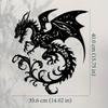 Handmade Metal Dragon Wall Art, 15.7x14in Black Iron Sculpture for Home Yard Balcony Decor, Unique Housewarming Gift