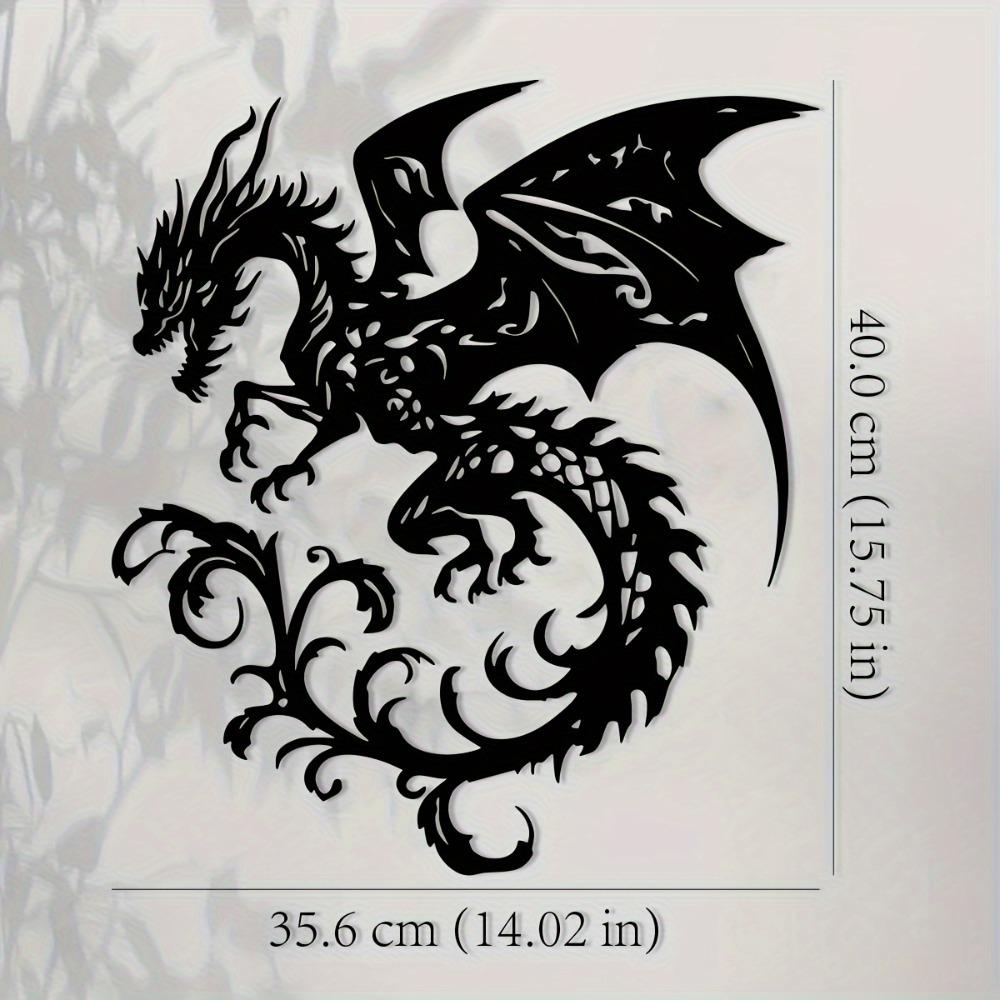 Handmade Metal Dragon Wall Art, 15.7x14in Black Iron Sculpture for Home Yard Balcony Decor, Unique Housewarming Gift