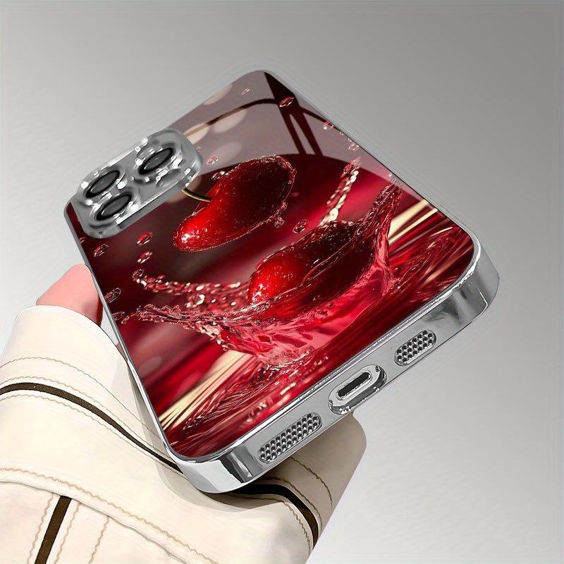 Einfache Kleine Kirschmuster Glas Galvanisiert Handyhülle Für iPhone 11 12 13 14 15 16 17 Pro Max 14 15 Plus 16E 17 Air Cover