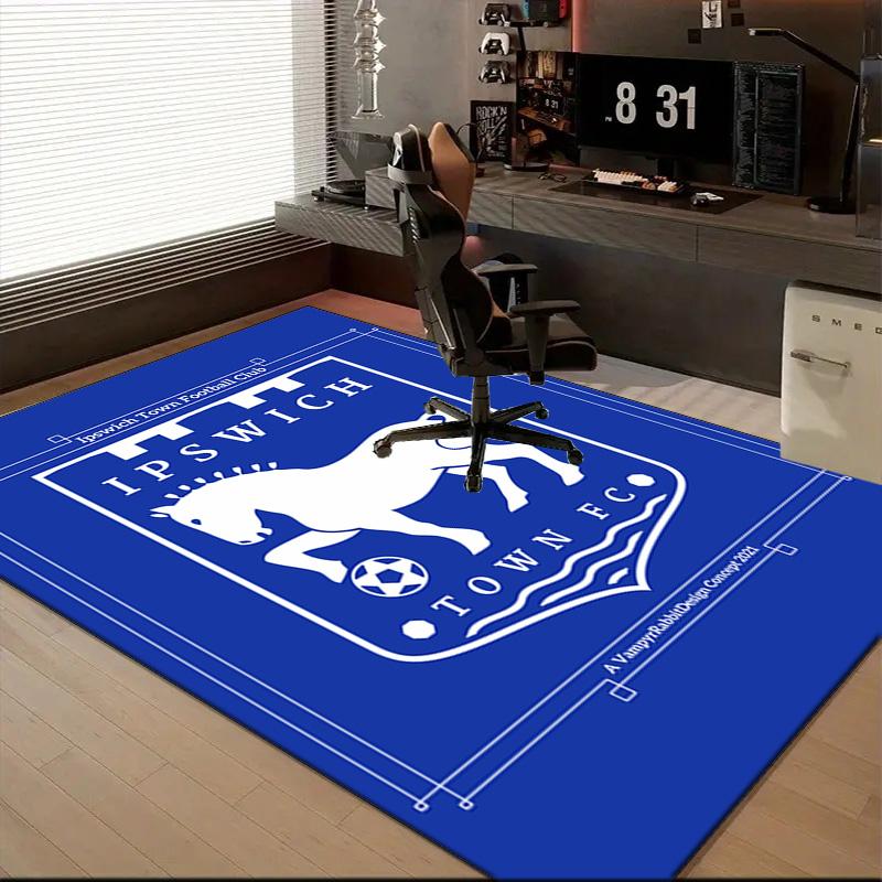 Town Football Club Crest Printed Office Carpet Chair Cushion Entryway Rug, Rugs for Living Room, Bedroom Christmas gifts