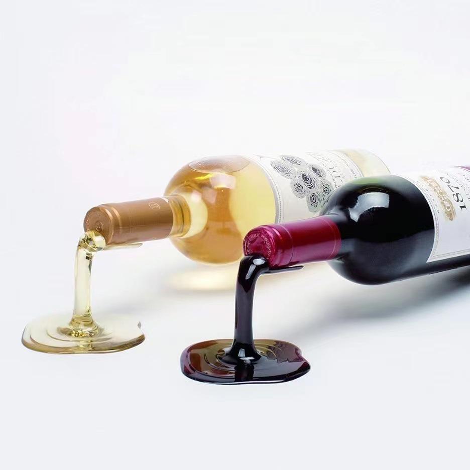 Personality Spilled Wine Bottle Holder Wines Tray Stand for Home Decoration Desktop Bar Hotel