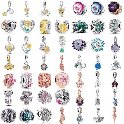 New Collection Series Sunflower Bouquet Daisy Clover Charm Bead Fit Original Bracelet Diy Accessories Gift For Women