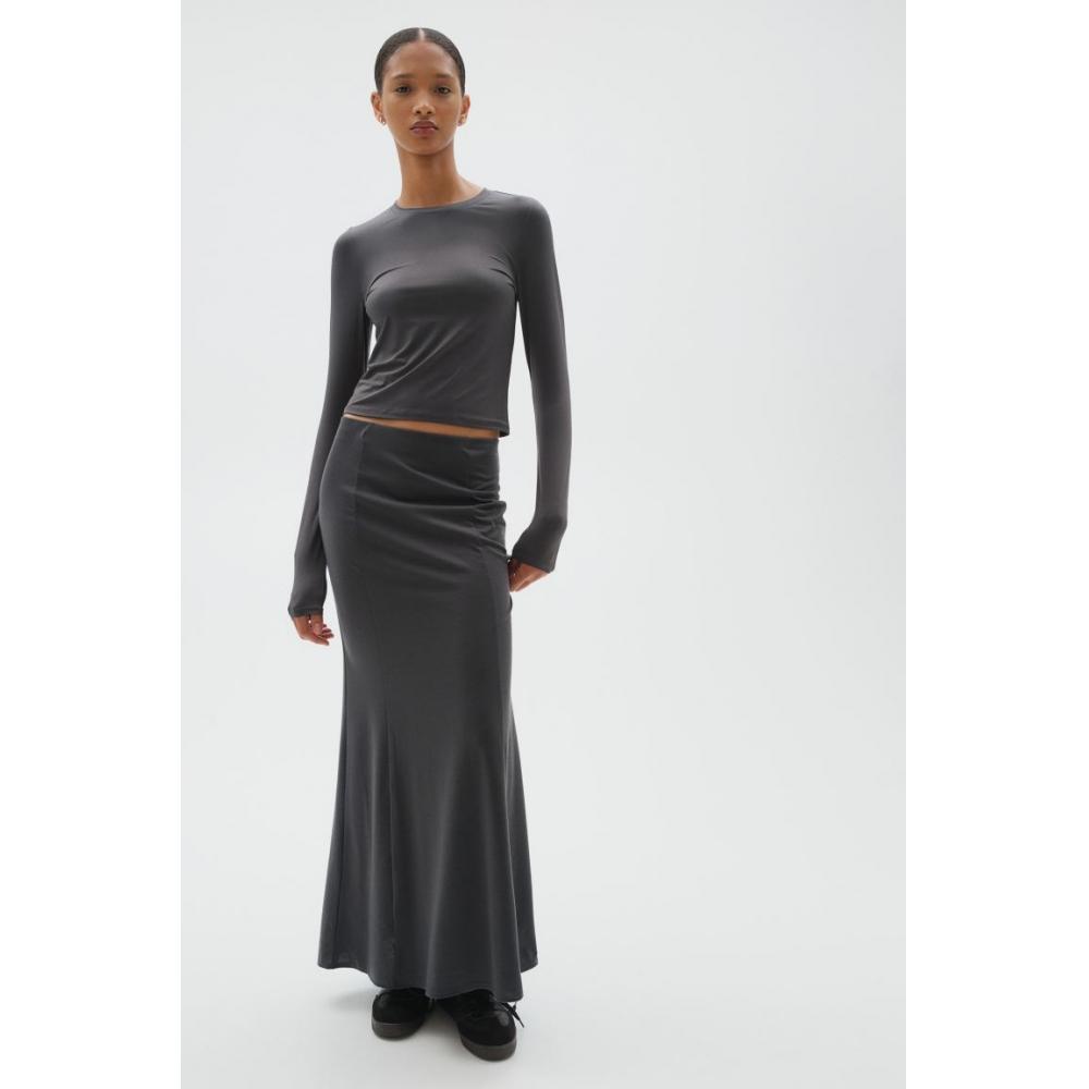 

H M Flare Jersey Skirt Dark Grey