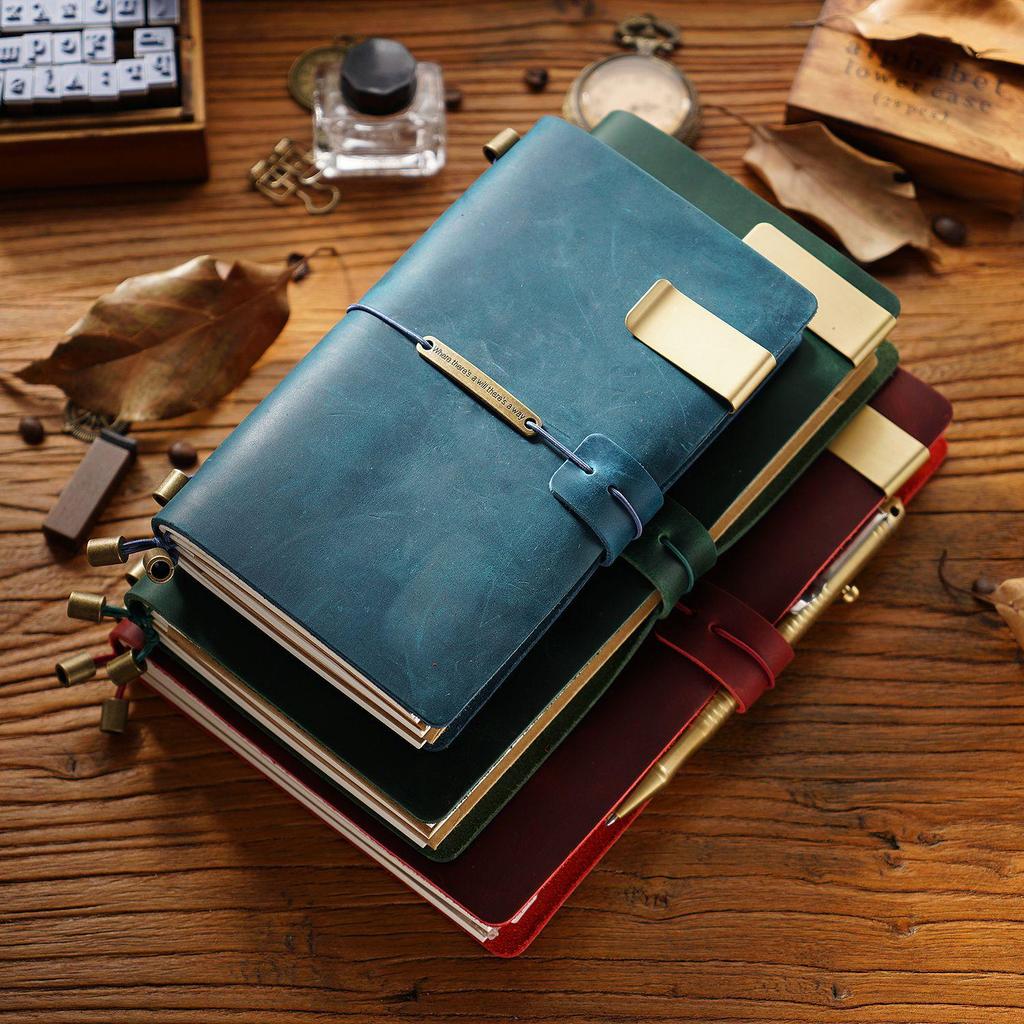 Cuaderno de Cuero Genuino TN Vintage - Diario y Bloc de Notas de Cuero Vacuno Crazy Horse Hecho a Mano En Stock