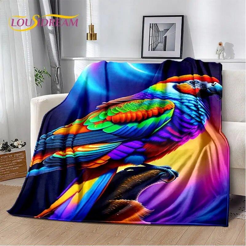Macaws Colorful Birds Parrot Soft Plush Blanket,Flannel Blanket Throw Blanket for Living Room Bedroom Bed Sofa Picnic Cover Kids