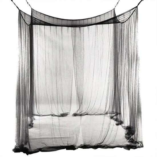 

Bed Canopy Mosquito Net Curtain Solid Color Mesh 4 Doors Bedroom Home Decor Gift чёрный