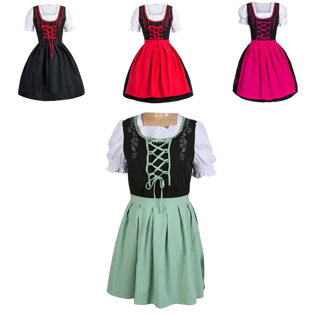 Vintage Style Bavarian Dirndl Dress For Oktoberfest And Festival Cosplay