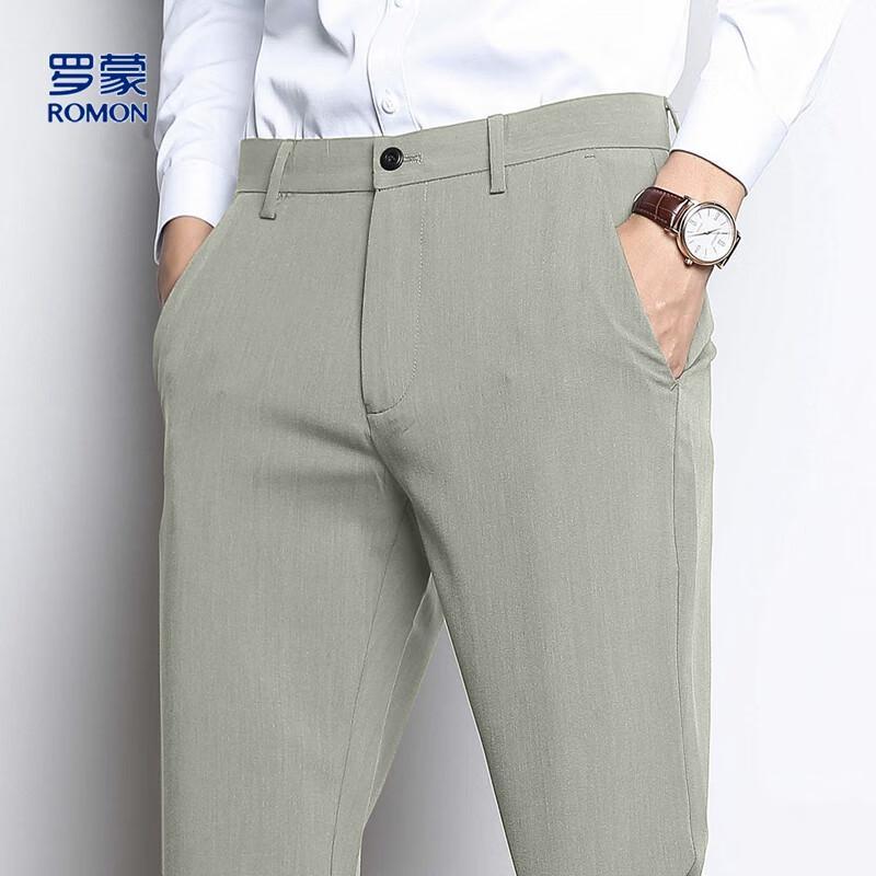 Luomeng Men's Four-Way Stretch Straight-Leg Casual Trousers