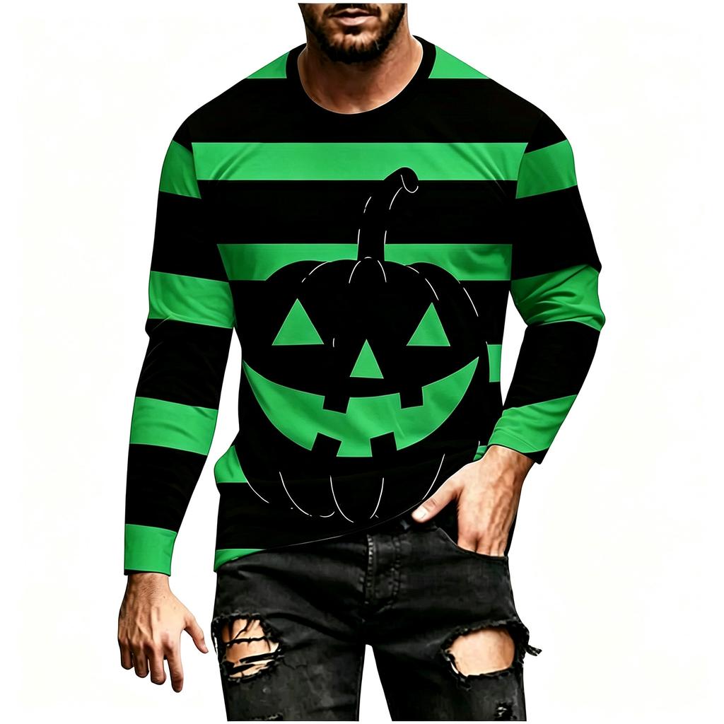 Men's Halloween Striped Long Sleeve Shirt Casual Loose Fit for Party and Everyday Wear