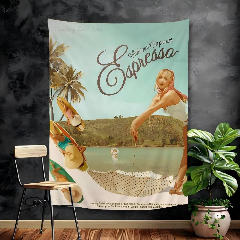 Modern Fashion Singer Sabrina DIY Wall Tapestry Hippie Flower Wall Carpets Dorm Decor Wall Art Decor