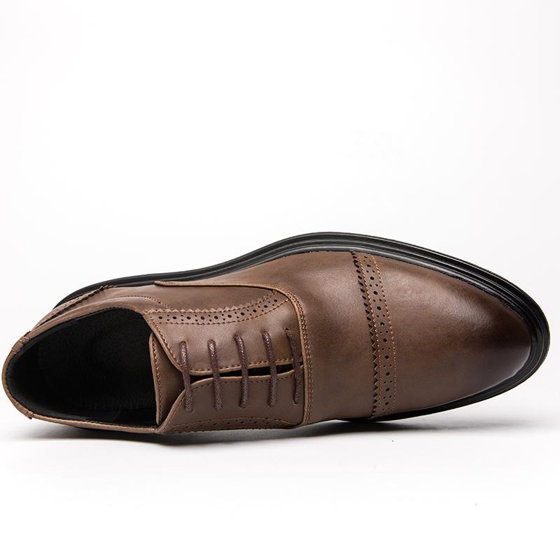 Men’s Brogues Dress Formal Leather Business Derby Shoes Wingtip Tuxedo Wedding Blazers Saddle Shoes Large Size