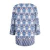 Women's Fashion Seven Sleeve Top Round Neck Pleated Casual Printed Top