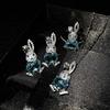 QTT Cute Rabbit Jewelry Set 925 Sterling Silver Necklace Ring Earrings Set Jewelry Set Blue Cubic Zirconia Birthday Gift