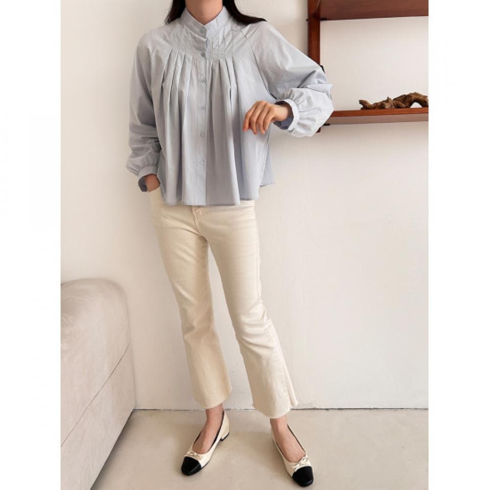 Shop   Women Front Tuck Shirring Raglan Long Sleeve Blouse Shirt 21ds Wbl 4146